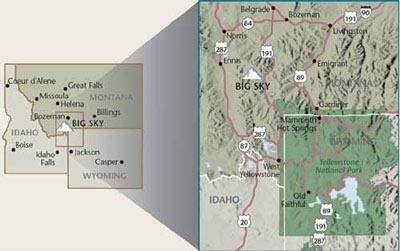 Map of Big Sky, MT by region.